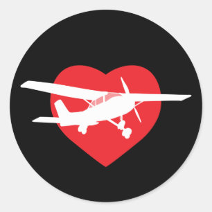 Ik hou van vliegtuigen ronde sticker
