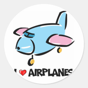 Ik hou van vliegtuigen ronde sticker
