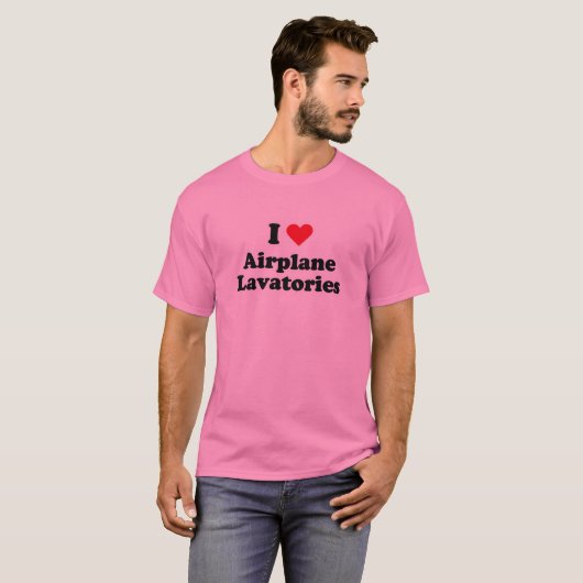 Ik hou van vliegtuigtoiletten t-shirt (Voorkant volledig)