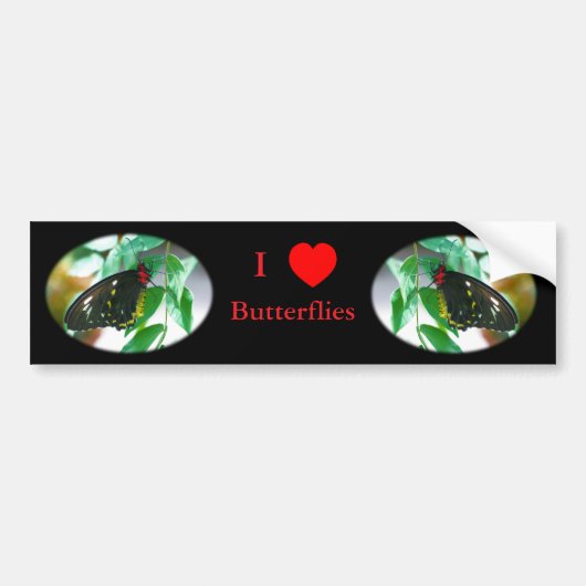 Ik hou van vlinders Natuur Bumpersticker (Voorkant)