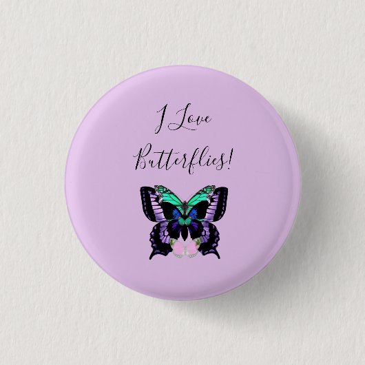 Ik hou van vlinders! ronde button 3,2 cm (Voorkant)