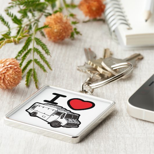 Ik hou van voedseltrucks! sleutelhanger (Zijkant)