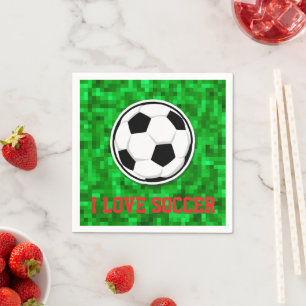 Ik hou van Voetbal Bal Gepixeliseerd Groen Gras Ki Servet