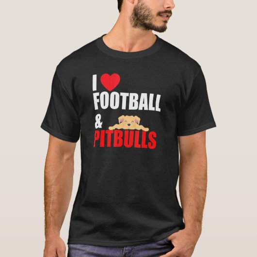 Ik hou van voetbal pitbulls t-shirt (Voorkant)