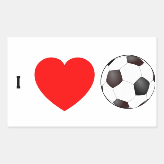 IK HOU VAN VOETBAL RECHTHOEKIGE STICKER (Voorkant)