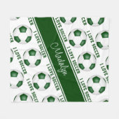Ik hou van voetbal tekst patroon meisjes groen wit fleece deken (Voorkant (Horizontaal))