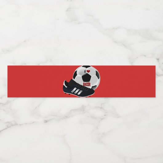 Ik hou van Voetbal, voetbal en schoen Waterfles Etiket (Enkel label)