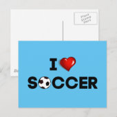 Ik hou van Voetbal, zwarte tekst met rood hart Briefkaart (Voorkant / Achterkant)