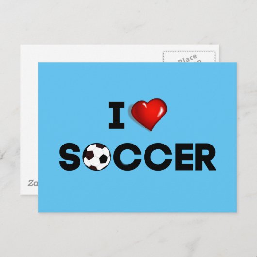 Ik hou van Voetbal, zwarte tekst met rood hart Briefkaart (Voorkant / Achterkant)