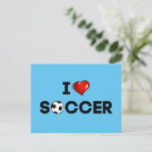 Ik hou van Voetbal, zwarte tekst met rood hart Briefkaart (Staand voorkant)