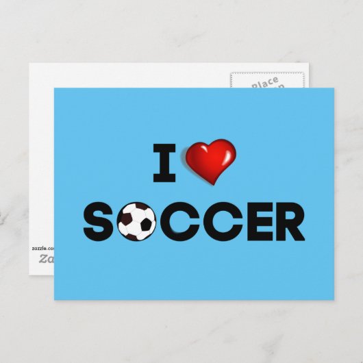 Ik hou van Voetbal, zwarte tekst met rood hart Briefkaart (Voorkant / Achterkant)