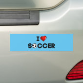 Ik hou van Voetbal, zwarte tekst met rood hart Bumpersticker (Op auto)