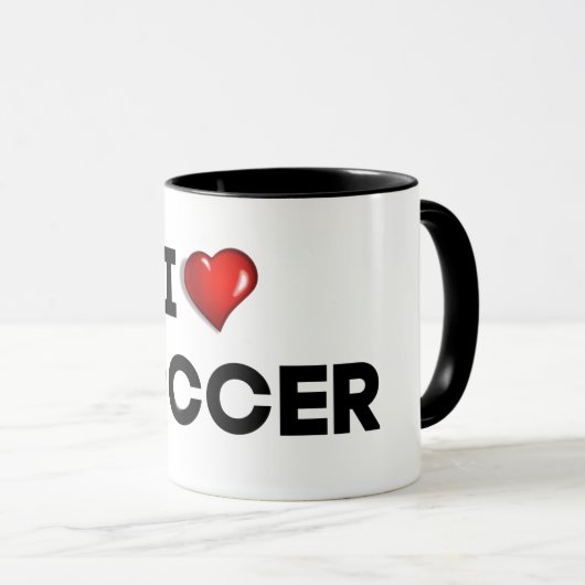 Ik hou van Voetbal, zwarte tekst met rood hart Mok (Voorkant rechts)