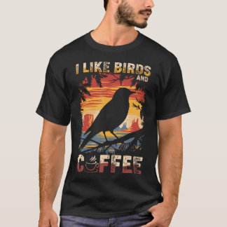 Ik hou van vogels en koffie Grappige koffie Vogell T-shirt