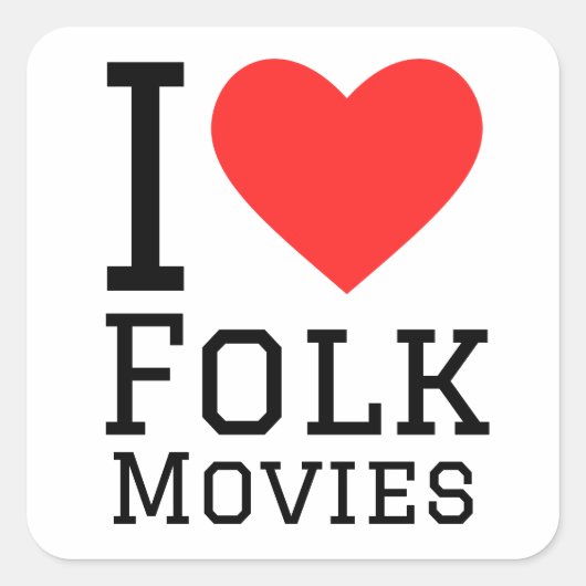 Ik hou van volksfilms vierkante sticker (Voorkant)