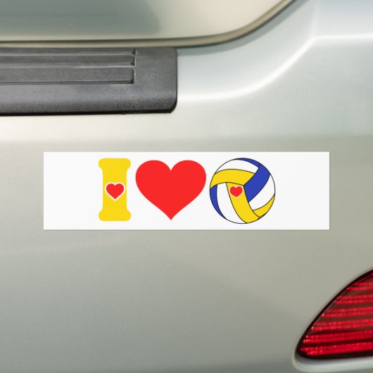 Ik hou van volleybal bumpersticker (Op auto)