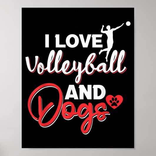 Ik hou van volleybal en honden poster (Voorkant)