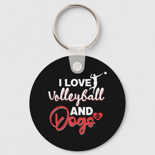 Ik hou van volleybal en honden sleutelhanger (Voorkant)