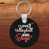Ik hou van volleybal en honden sleutelhanger (Voorkant)