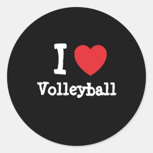 Ik hou van Volleybal hart op maat gepersonaliseerd Ronde Sticker