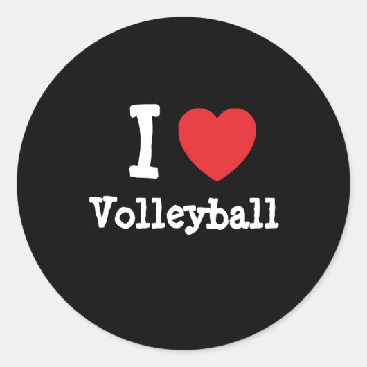 Ik hou van Volleybal hart op maat gepersonaliseerd Ronde Sticker (Voorkant)