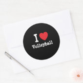 Ik hou van Volleybal hart op maat gepersonaliseerd Ronde Sticker (Envelop)