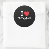 Ik hou van Volleybal hart op maat gepersonaliseerd Ronde Sticker (Tas)