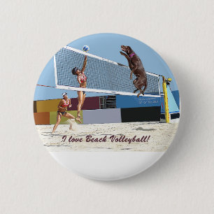Ik hou van volleybal op het strand ronde button 5,7 cm