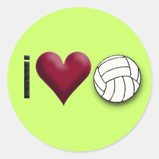 Ik hou van volleybal ronde sticker (Voorkant)