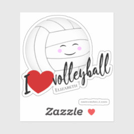Ik hou van volleybal typografie schattige kawaii sticker