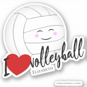 Ik hou van volleybal typografie schattige kawaii sticker