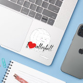 Ik hou van volleybal typografie schattige kawaii sticker (Laptop met iPhone)