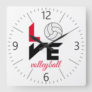 Ik hou van volleybal vierkante klok