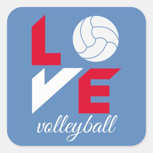 Ik hou van volleybal vierkante sticker (Voorkant)