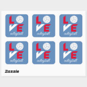 Ik hou van volleybal vierkante sticker (Vel)