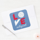 Ik hou van volleybal vierkante sticker (Envelop)
