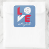 Ik hou van volleybal vierkante sticker (Tas)