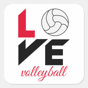 Ik hou van volleybal vierkante sticker