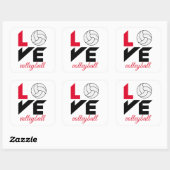 Ik hou van volleybal vierkante sticker (Vel)