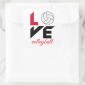 Ik hou van volleybal vierkante sticker (Tas)