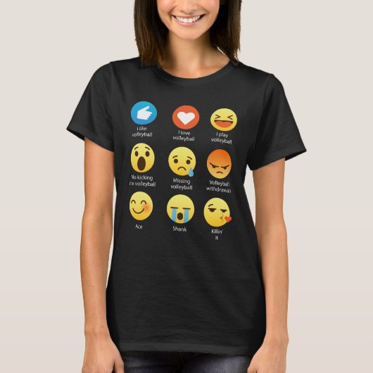 Ik hou van VOLLEYBALL Emoticon (emoji) Social Icon T-shirt (Voorkant)