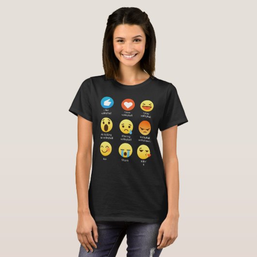 Ik hou van VOLLEYBALL Emoticon (emoji) Social Icon T-shirt (Voorkant volledig)