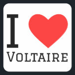 Ik hou van Voltaire Vierkante Sticker<br><div class="desc">Ik hou van Voltaire,  voor liefhebbers van filosofie</div>