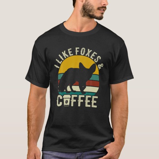 Ik hou van vossen Coffee Funny Retro  vossen ze T-shirt (Voorkant)