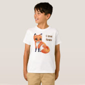 Ik hou van vossen Cute Kawaii cartoon fox T-shirt (Voorkant volledig)