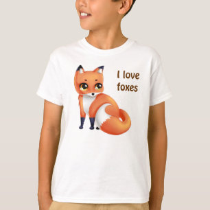 Ik hou van vossen Cute Kawaii cartoon fox T-shirt