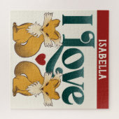 Ik hou van vossen Schattige hart gepersonaliseerd Legpuzzel (Horizontaal)