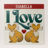 Ik hou van vossen Schattige hart gepersonaliseerd Legpuzzel (Verticaal)