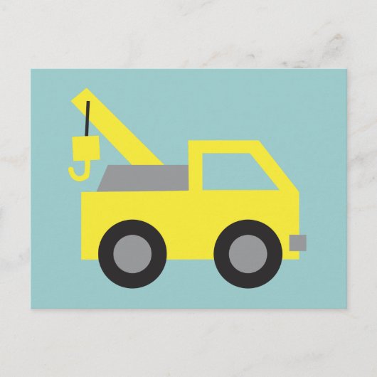 Ik hou van vrachtwagens, Cute Yellow Vehicle voor  Briefkaart (Voorkant)