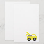 Ik hou van vrachtwagens, Cute Yellow Vehicle voor  Briefpapier (Voorkant / Achterkant)